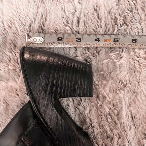 BORN GOOD CONDITION BLACK  MULE LOAFER 8M HIGH HEEL BLACK WITH BRAID AND BUCKLE - Picture 11 of 11